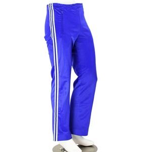 70s Vintage Adidas Flare Athleisure Pants Mens M Cobalt Blue Drawstring Waist
